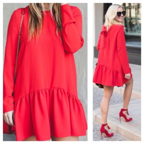 Zara Red Frilled Jumpsuit Size S,M